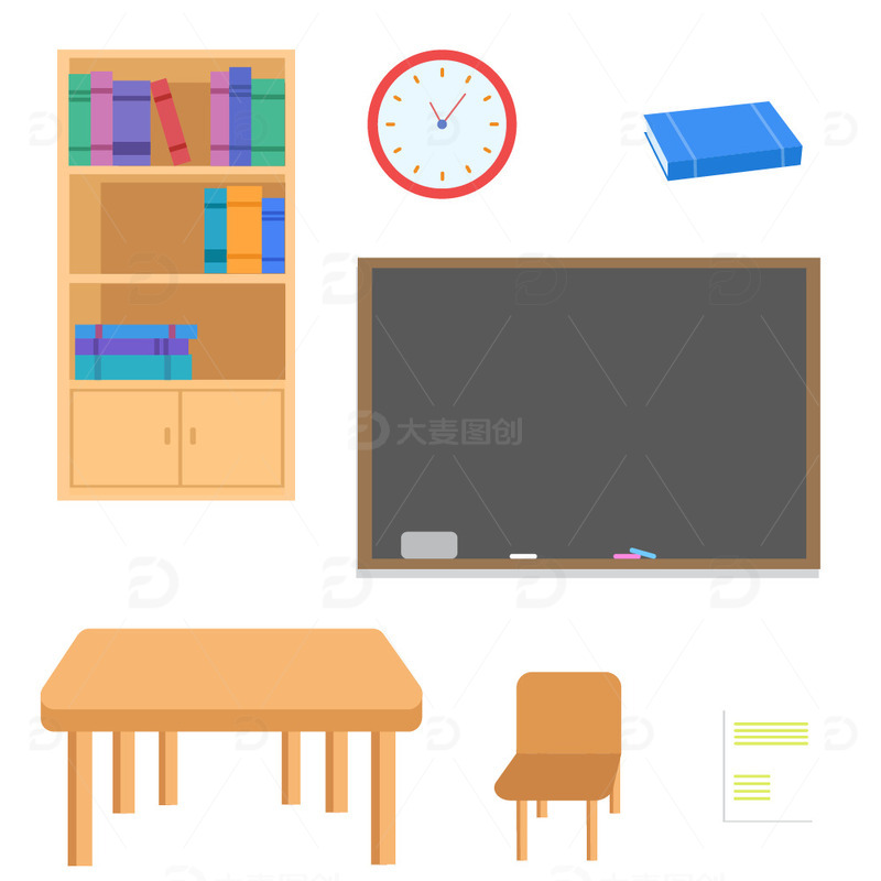 毕业季教室相关矢量元素