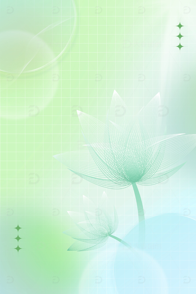 源文件下载【趣麦麦图】夏季至小暑弥散节气荷花叶海报背景