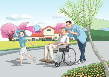 父亲节家庭亲人手绘插画