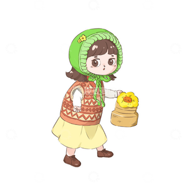 源文件下载【趣麦麦图】可爱女孩儿童插画