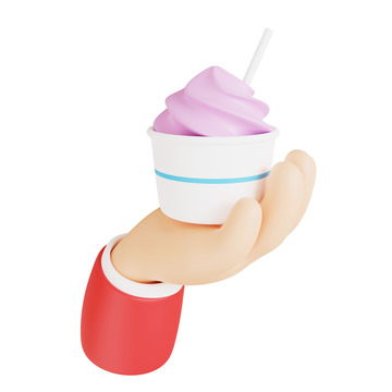3D手拿冷饮雪糕