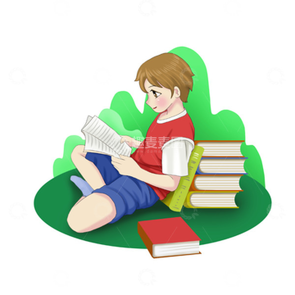 源文件下载【趣麦麦图】儿童插画学生阅读读书