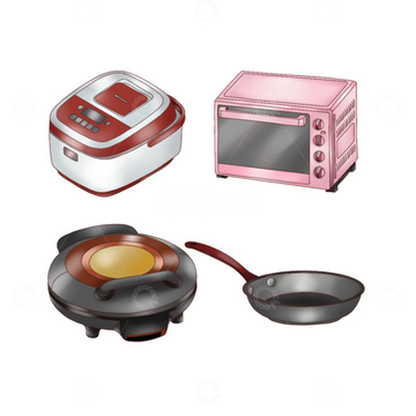 手绘家电 电饭锅 电饼铛