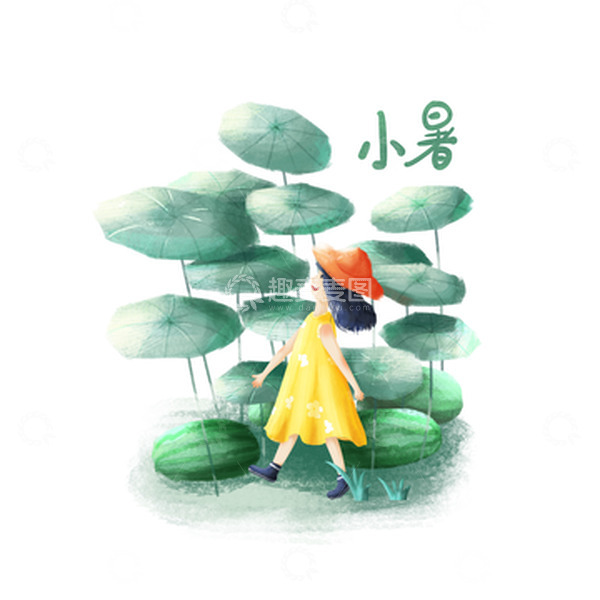 源文件下载【趣麦麦图】夏季小暑节气夏天西瓜凉爽小场景