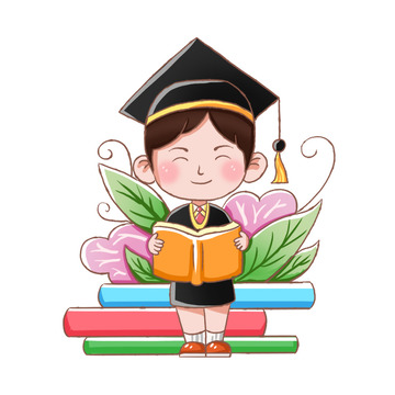 学士服场景插画男孩毕业季