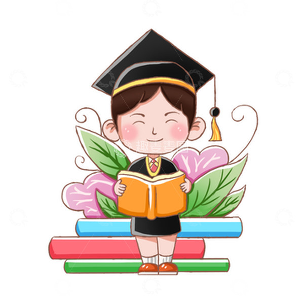 源文件下载【趣麦麦图】学士服场景插画男孩毕业季