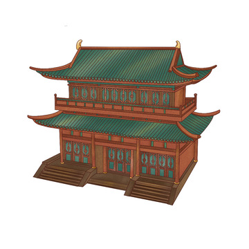 国风古建筑 国潮插画