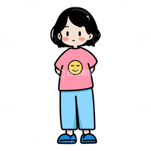 源文件下载【趣麦麦图】儿童女生扁平卡通手绘人物插画