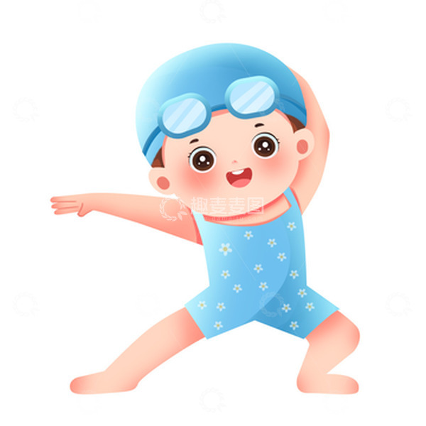 源文件下载【趣麦麦图】夏天去游泳的女孩元素