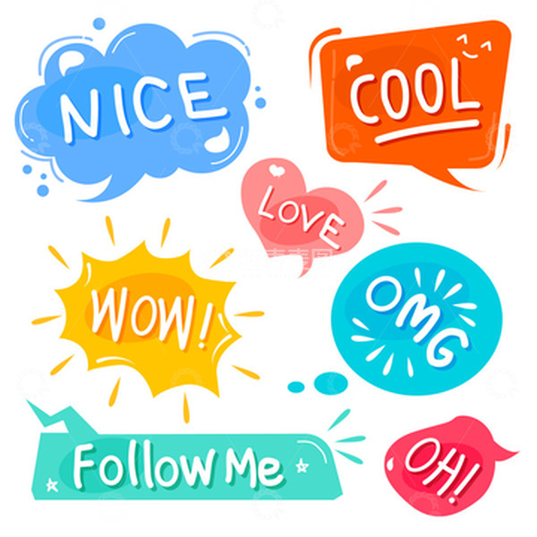 源文件下载【趣麦麦图】卡通可爱文字对话框气泡艺术字装饰边框