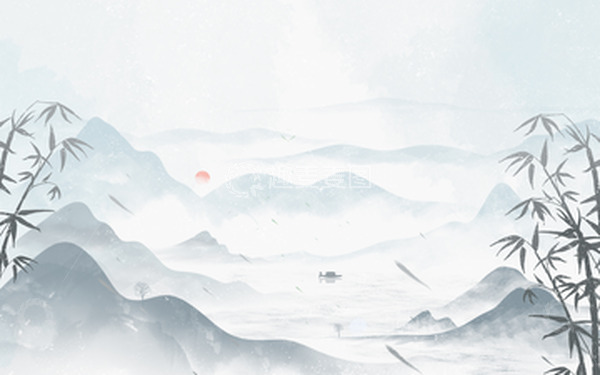 源文件下载【趣麦麦图】中国风水墨山水竹子古风云雾海报背景