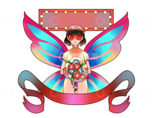 源文件下载【趣麦麦图】国潮打电话618美女