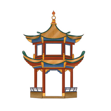 手绘古建筑 国风插画