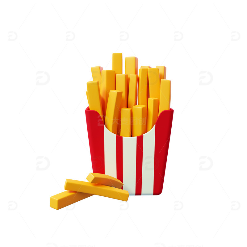 源文件下载【趣麦麦图】3D炸薯条土豆快餐美食卡通元素