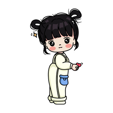 可爱女孩卡通手绘儿童人物插画