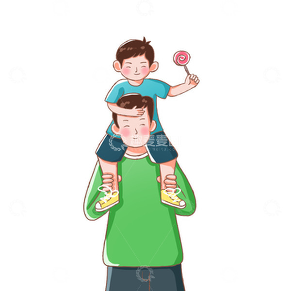 源文件下载【趣麦麦图】父亲节亲子手绘插画