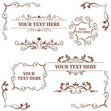 欧式花纹边框相框线条装饰元素