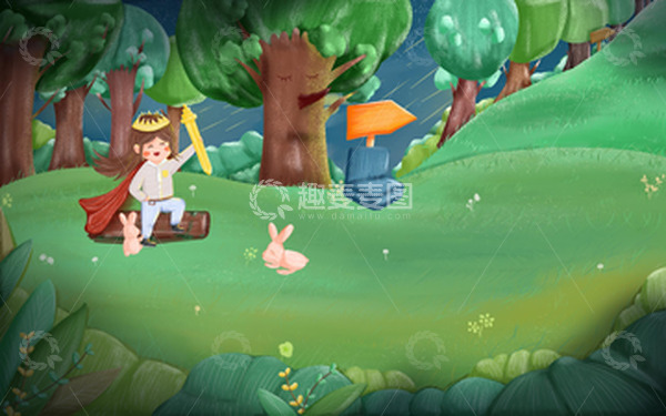 源文件下载【趣麦麦图】-儿童插画 小女孩的森林国度