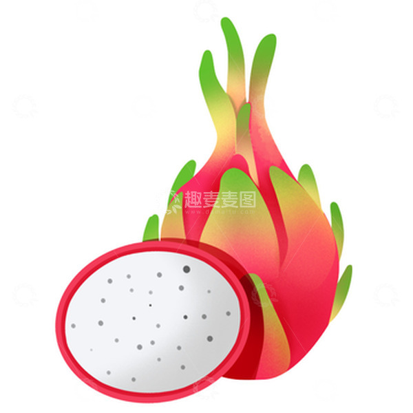源文件下载【趣麦麦图】火龙果有机新鲜玫红色水果元素