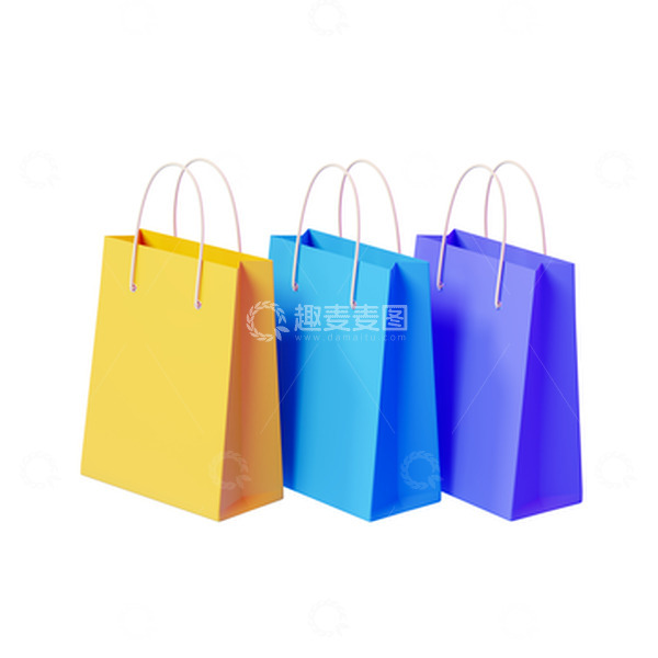 源文件下载【趣麦麦图】3D彩色购物袋手提袋包装袋