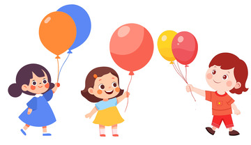 拿着气球的小朋友平插画风格