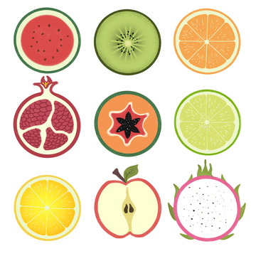 卡通切面水果扁平