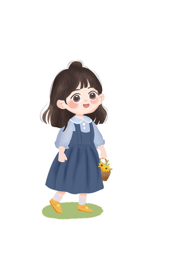 儿童插画小女孩可爱游玩