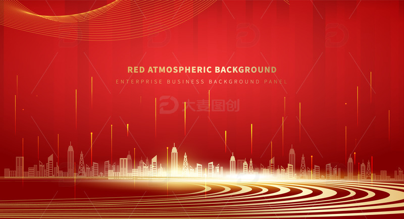 源文件下载【趣麦麦图】红色大气科技商务建筑节日装饰背景