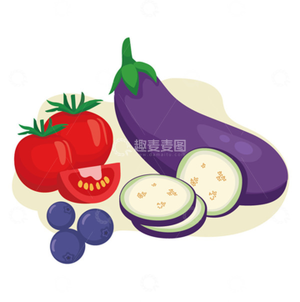源文件下载【趣麦麦图】夏季水果蔬菜手绘插画元素