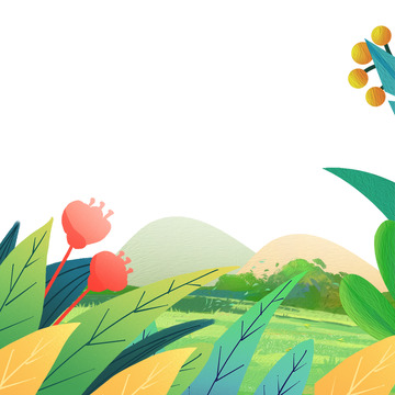 小暑节气插画植物元素