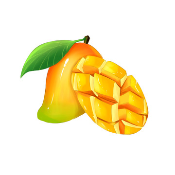 手绘质感黄绿芒果
