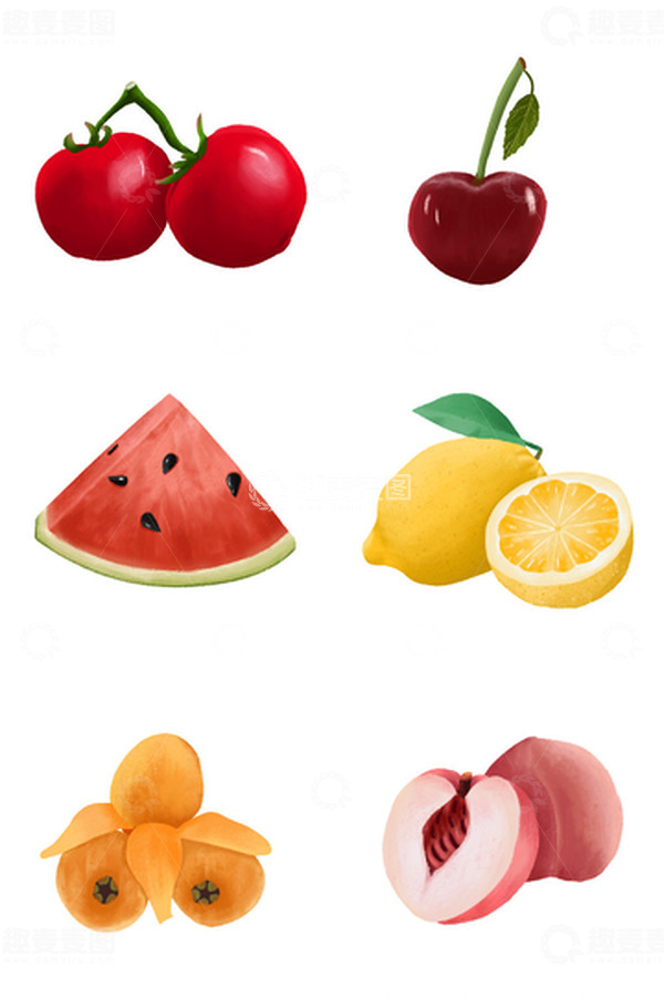 源文件下载【趣麦麦图】水果组合手绘素材