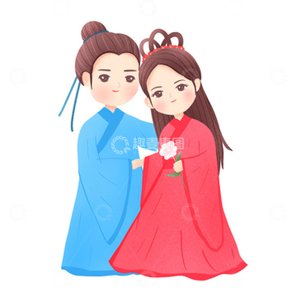 源文件下载【趣麦麦图】手绘牛郎织女相会