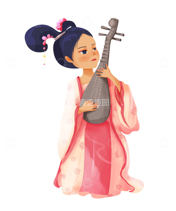 源文件下载【趣麦麦图】-古风弹琵琶女生复古