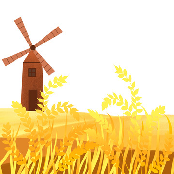 秋天黄色田野风车