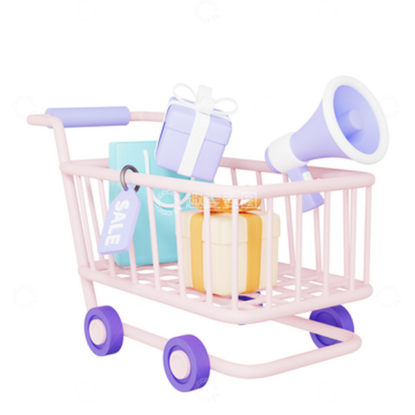 源文件下载【趣麦麦图】3D促销购物购物车