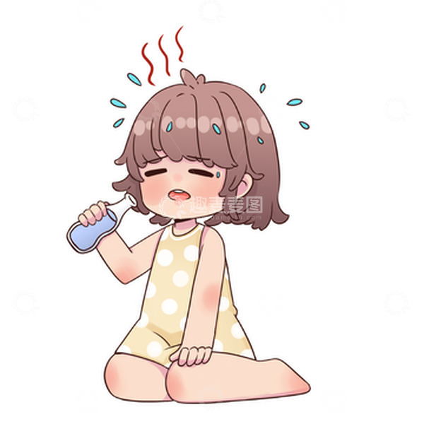源文件下载【趣麦麦图】高温预警中暑女孩
