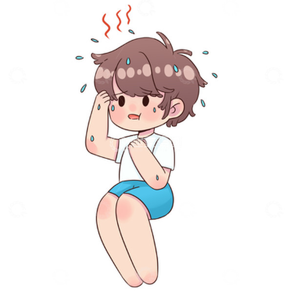 源文件下载【趣麦麦图】高温温度中暑男孩