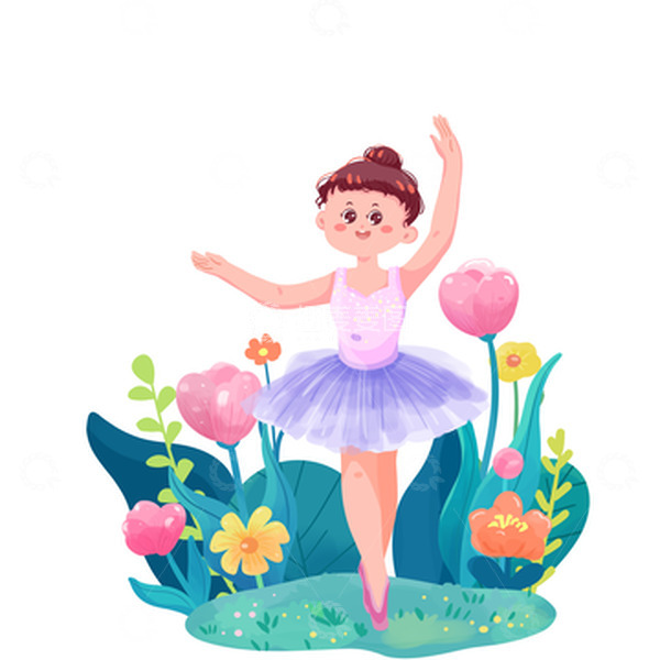 源文件下载【趣麦麦图】-芭蕾舞女孩暑假兴趣班元素插画