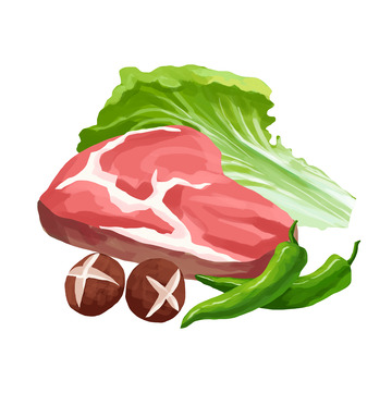 蔬菜香菇鲜肉生菜辣椒