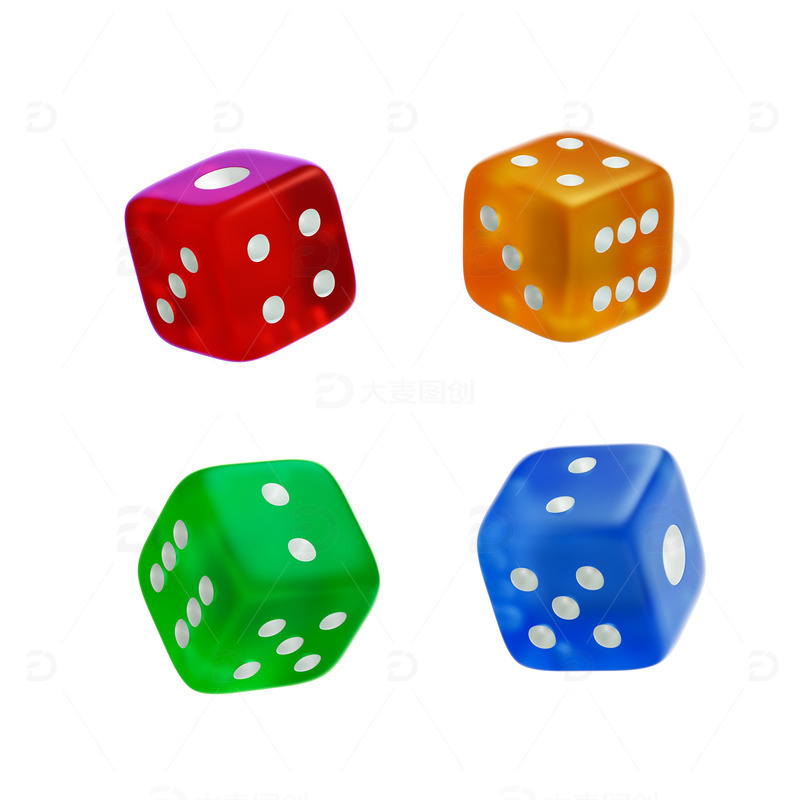 3D立体玻璃色子骰子棋牌游戏桌游戏元素