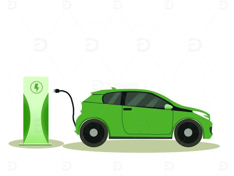 源文件下载【趣麦麦图】手绘新能源汽车元素