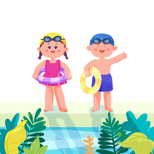 源文件下载【趣麦麦图】-夏季暑期游泳兴趣班元素插画