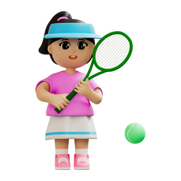 3D运动打网球的女孩