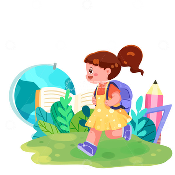 源文件下载【趣麦麦图】-小女孩暑期兴趣班元素插画