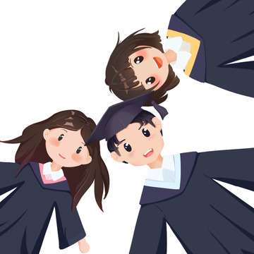 毕业学士服合影