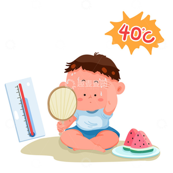 高温预警预防中暑暑期元素插画