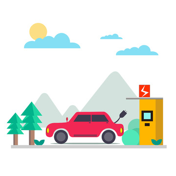 手绘环保能源车充电