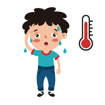 三伏天高温预警防中暑矢量插画元素