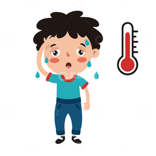 源文件下载【趣麦麦图】-三伏天高温预警防中暑矢量插画元素